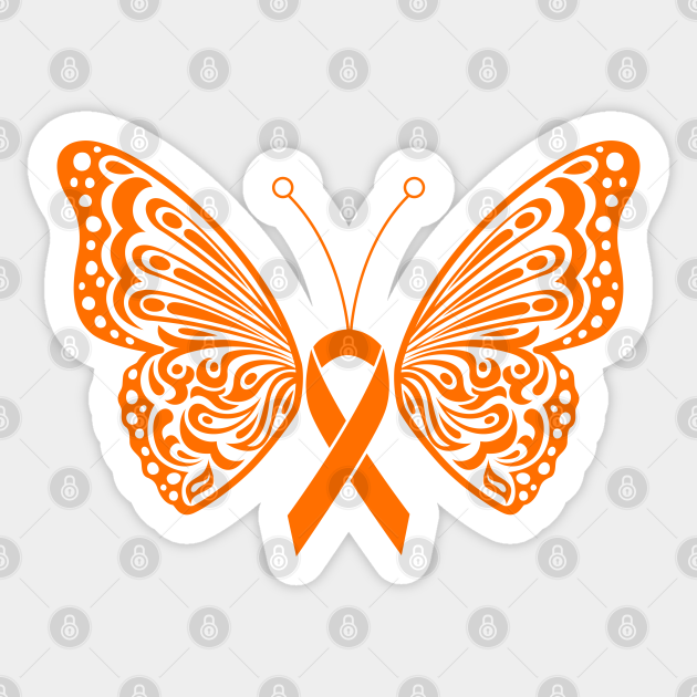 Leukemia And Kidney Cancer Orange Ribbon Butterfly Wings Leukemia